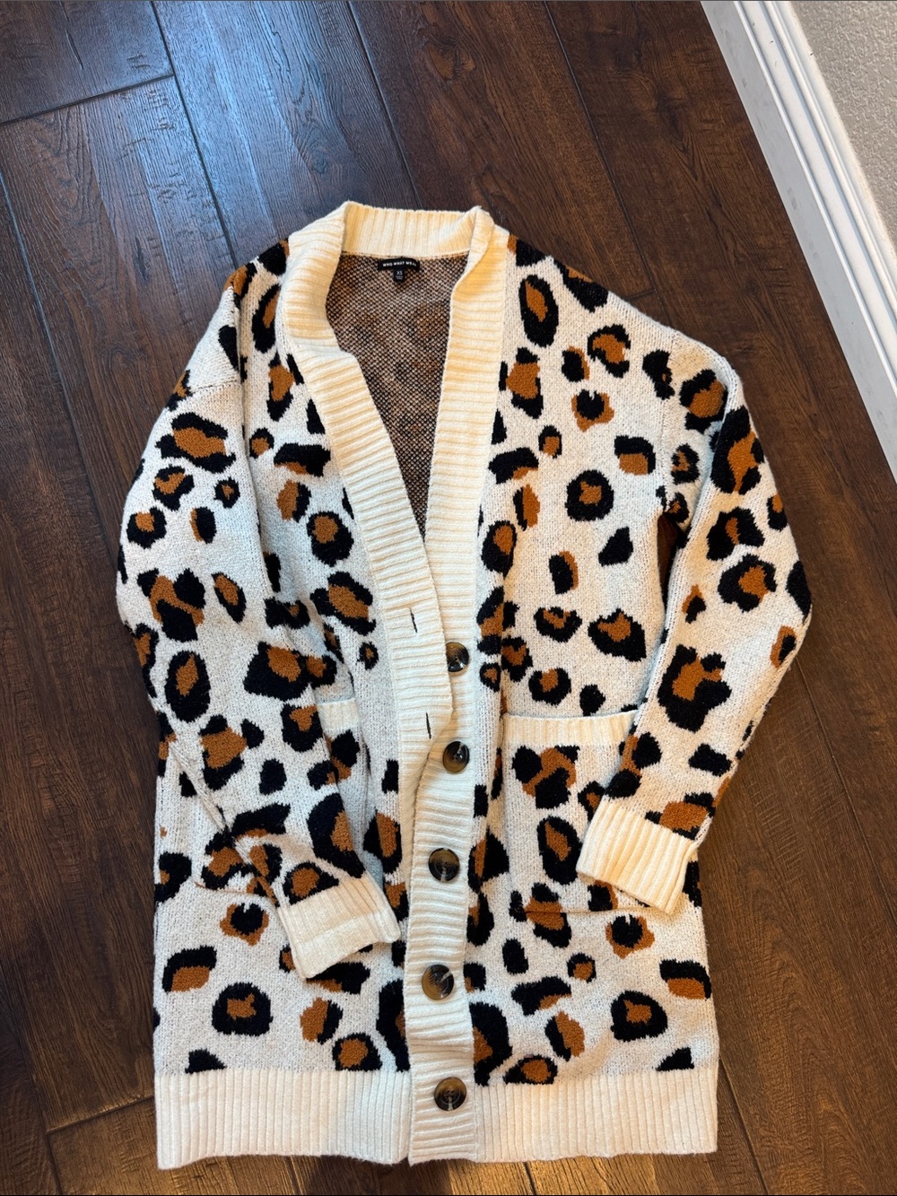 Who What Wear Leopard Cardigan - Cream, Brown & Black